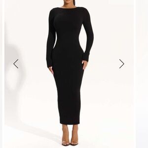 NAKED WARDROBE BLACK MIDI DRESS